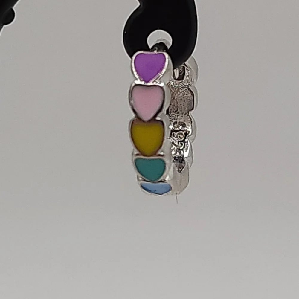 Rainbow heart hoop earrings‎ (NWOT) - Picture 7 of 8